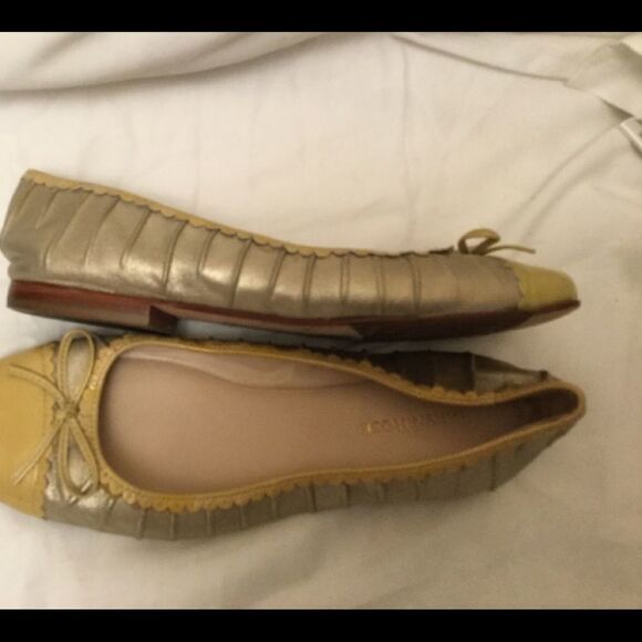 TARYN ROSE BAMBI BALLET FLATS BEIGE LEATHER YELLOW - Picture 4 of 8